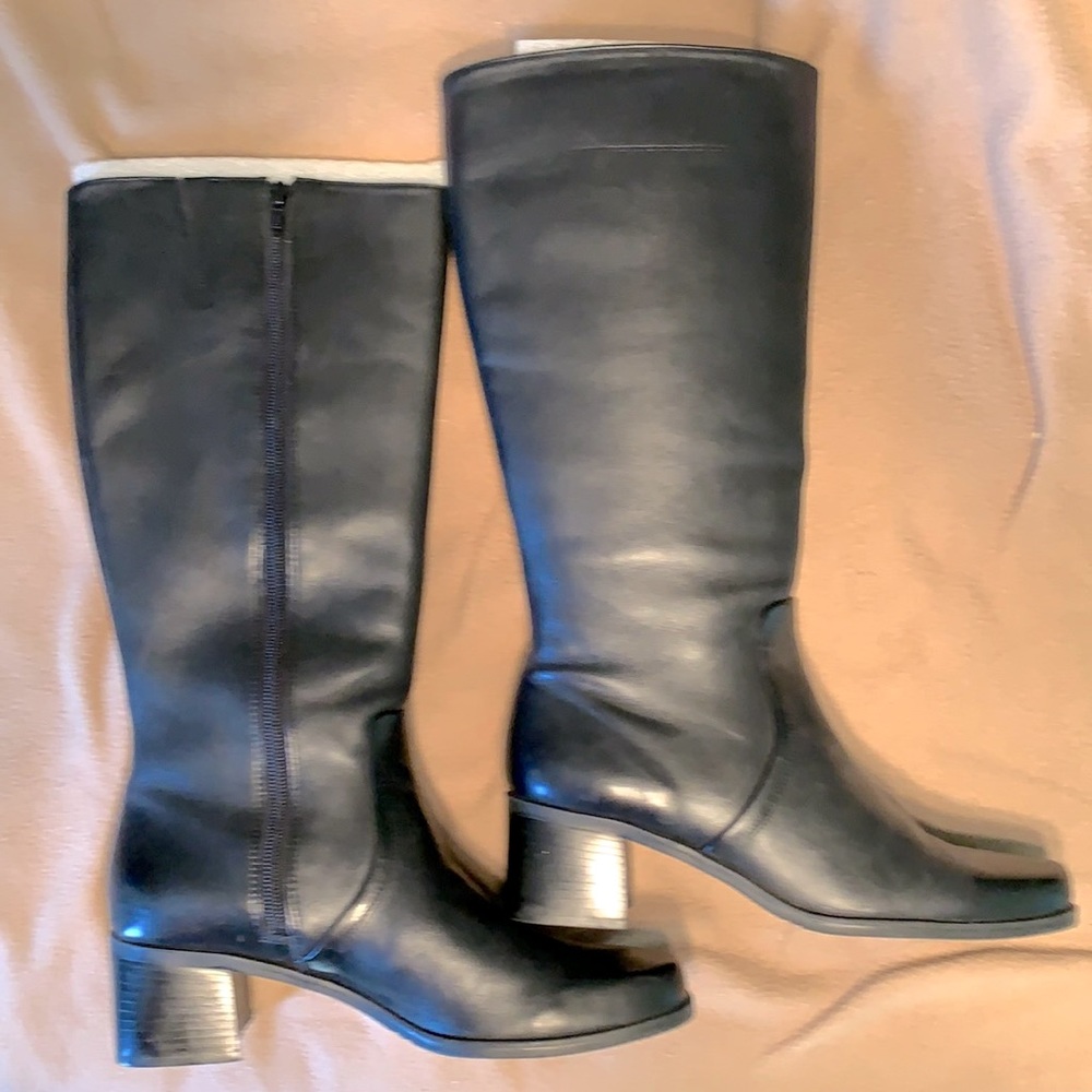 Tall black leather boots